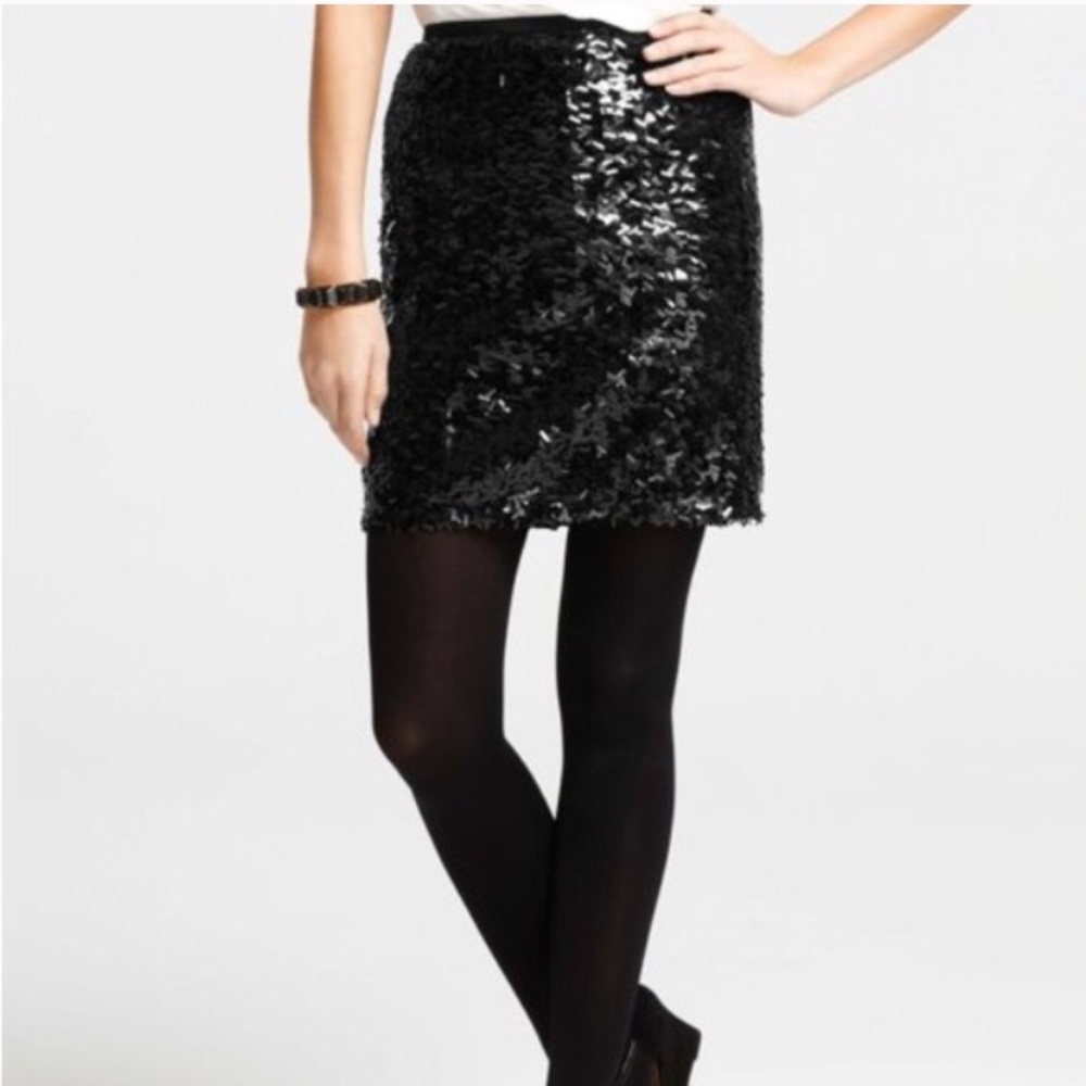 Ann Taylor Black sequin miniskirt